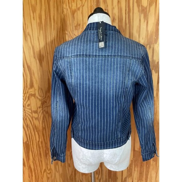 Velvet Heart Denim Jean Jacket Long Sleeve Pockets Pinstripe Blue Sz S NWT - Picture 2 of 10